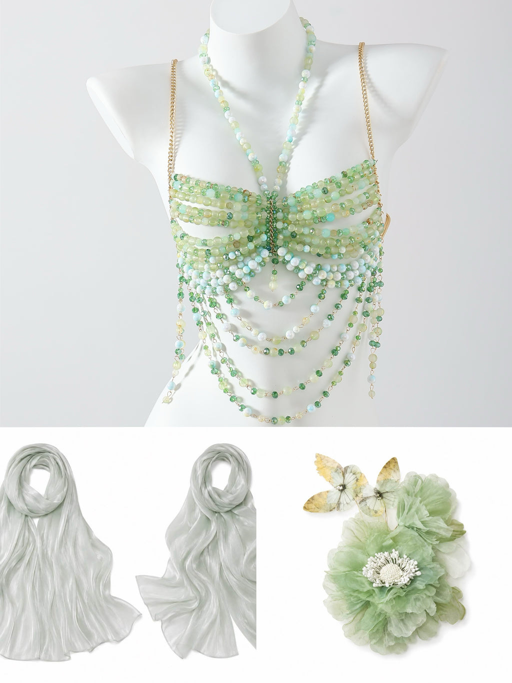 CRYSTAL-olive green Festival/Party/Rave Bikini Outfit