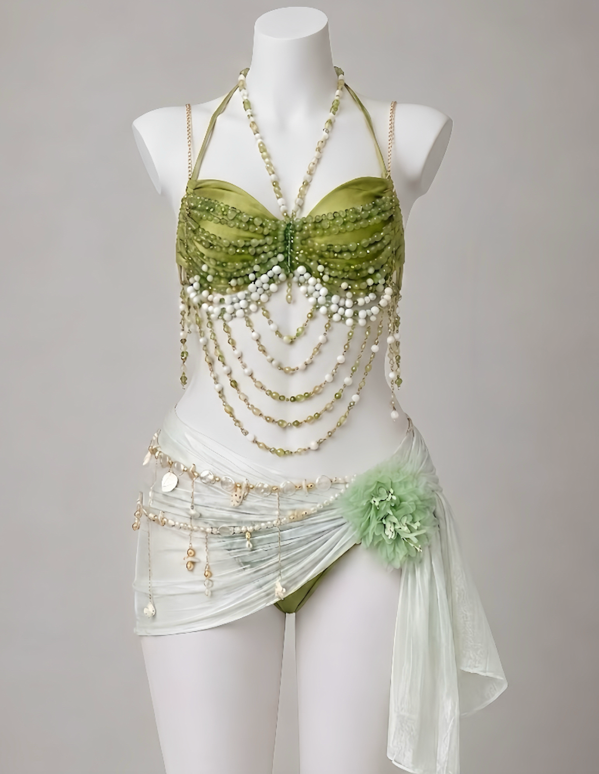 CRYSTAL-olive green Festival/Party/Rave Bikini Outfit