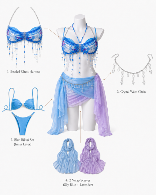 CRYSTAL-blue ocean Festival/Party/Rave Bikini Outfit